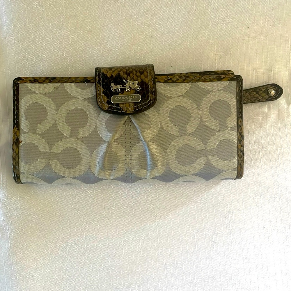 New grey with snake skin Coach wallet